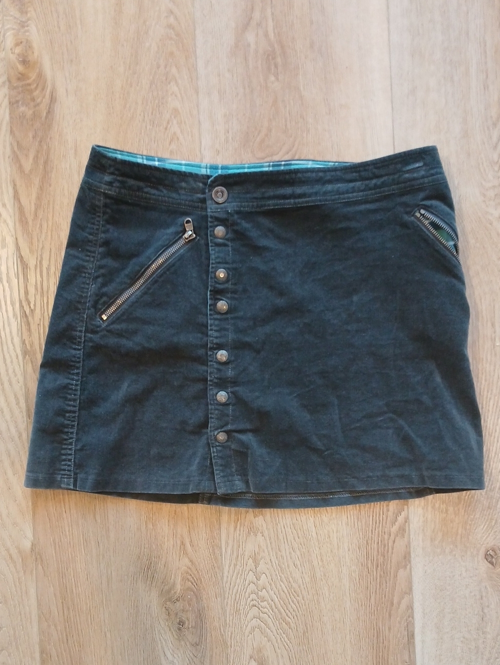 Kuhl 10 Gray Dark Button-Front Corduroy Mini Skirt Summer